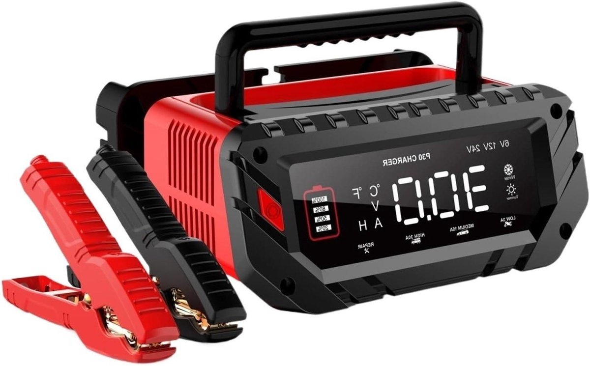 Acculader - Batterijoplader - Voertuigen Opladen - Meervoudige Bescherming - 30A - Zwart