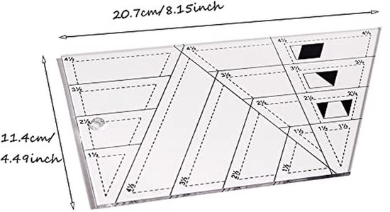 5 Stuks Snijden Ambachtelijke Liniaal Set - Transparante Acryl Naai-Accessoires voor Quilten — afbeelding 3