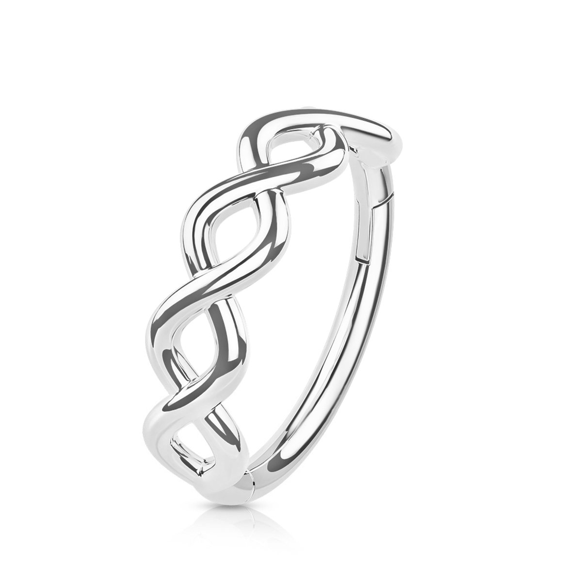 14kt - Witgouden Segment Ring met Infinity Twist - 1,2 mm Staaf Dikte - 8 mm Diameter - 14 Karaat Witgouden Piercing Ring - Infinity Design - Echt Goud (585) - Inclusief Echtheidscertificaat