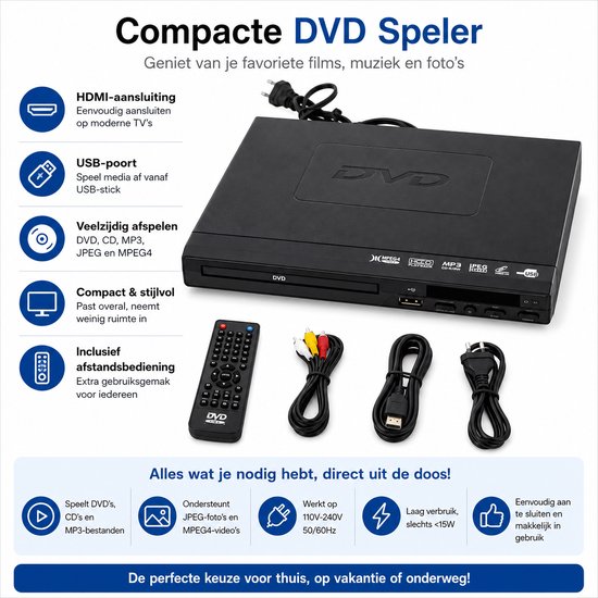BOECK DVD Speler met HDMI en USB - Compacte DVD Player Inclusief Afstandsbediening van BOECK — afbeelding 3