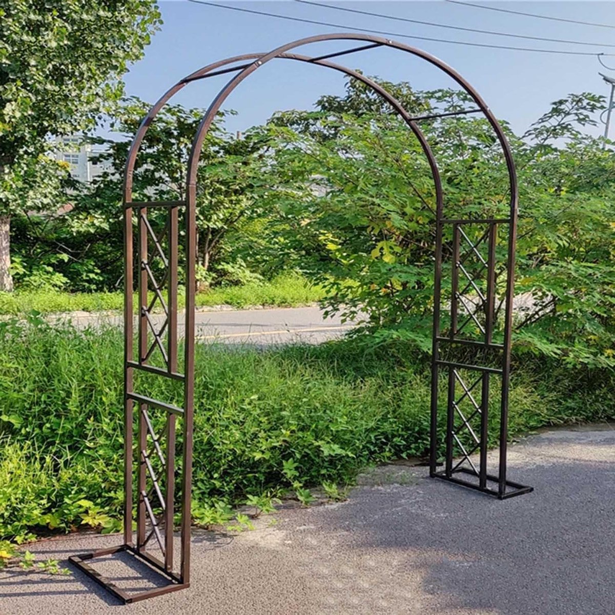 Tuinboog Metaal - Rozenboog Overkapping - Planten Ondersteunen - Verstelbare Breedte - 220 cm Hoog - Bruin
