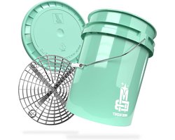 Wassen Emmer Set - Wash Emmer Grit Guard - Auto Poetsen - Extra Stabile Wanddikte - 20 Liter - Mint/Zilver