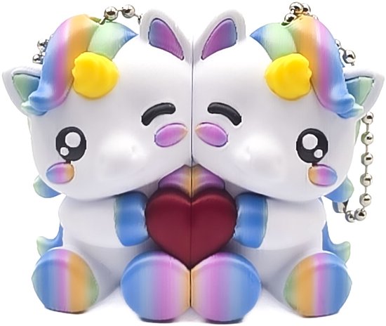 Koppel sleutelhanger Unicorn Sleutelhangers met Magneet – Valentijn Cadeau voor Koppels – Cosmetalic – Magnetische Liefdes Sleutelhanger Set – Schattige unicorn Keychains - Vrienschap cadeau - moederdag cadeau - Kawaii bagcharm