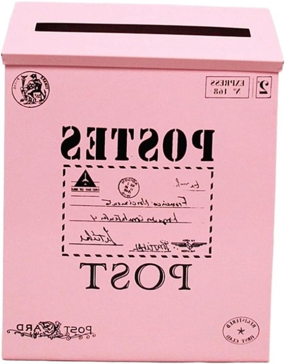 Brievenbus Postbus - Wandmontage Postbak - Post Ontvangen - Grote Opslagcapaciteit - 30x23x6cm - Roze