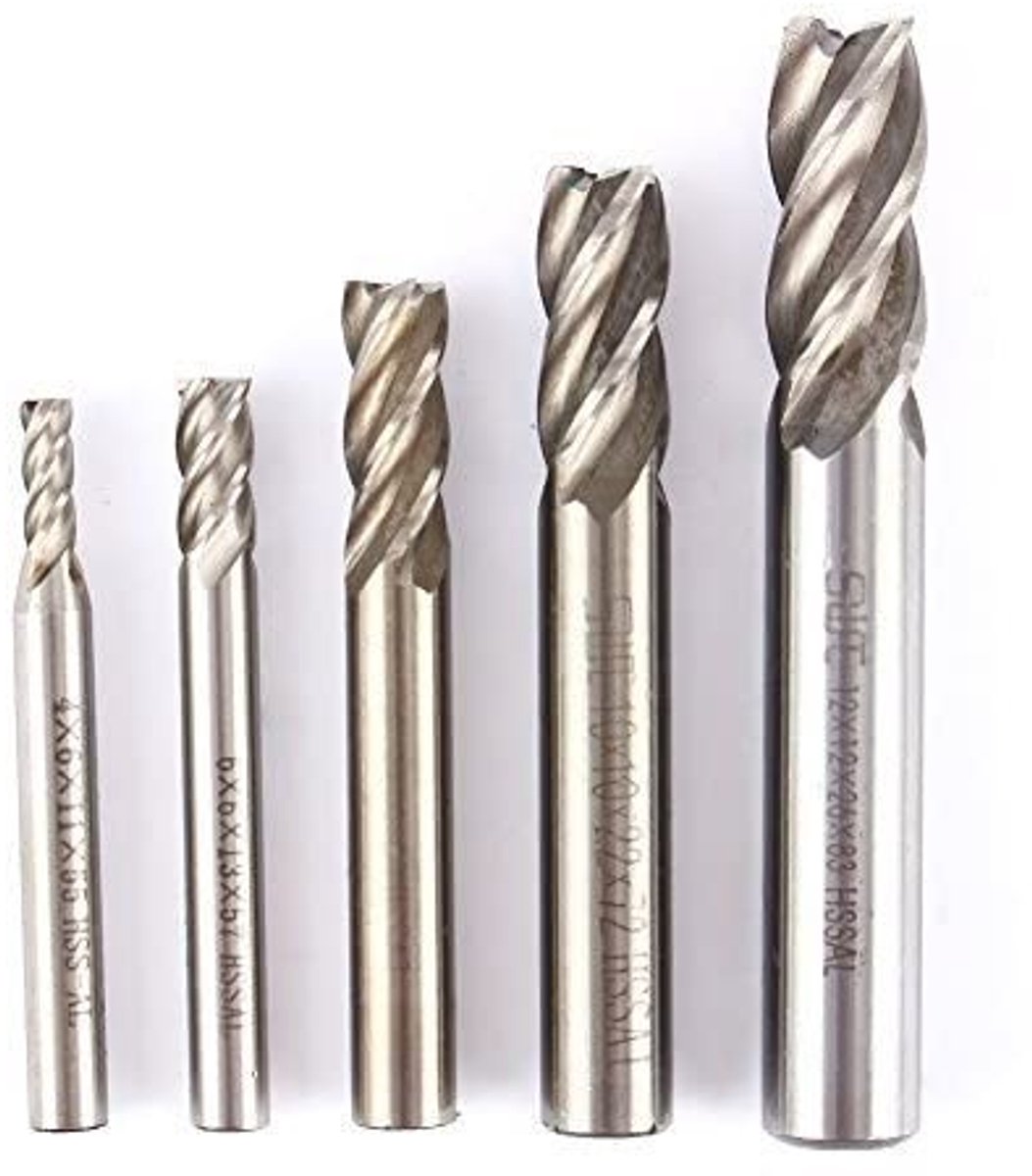 MTTproducts- Frees HSS-AL 4-Fluit - CNC Frees - Hoogwaardige Snijgereedschap - Schokbestendig - Voorbewerking - 0,05 kg - Freesbit