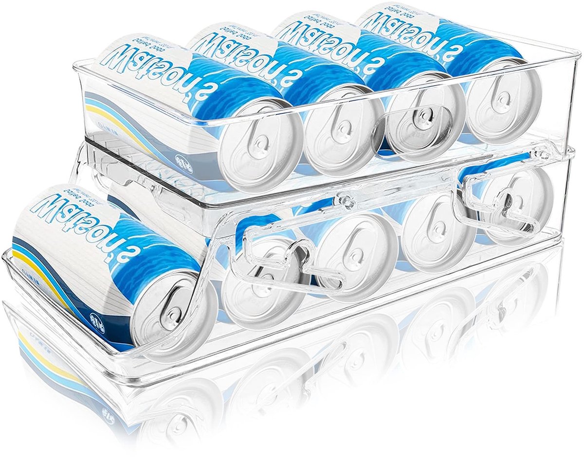 MTTproducts- Koelkastdispenser Automatische Houder - Drankdispenser - Opslag voor Blikken - Rollende Dispenser - Keuken Organizer - Transparant Design