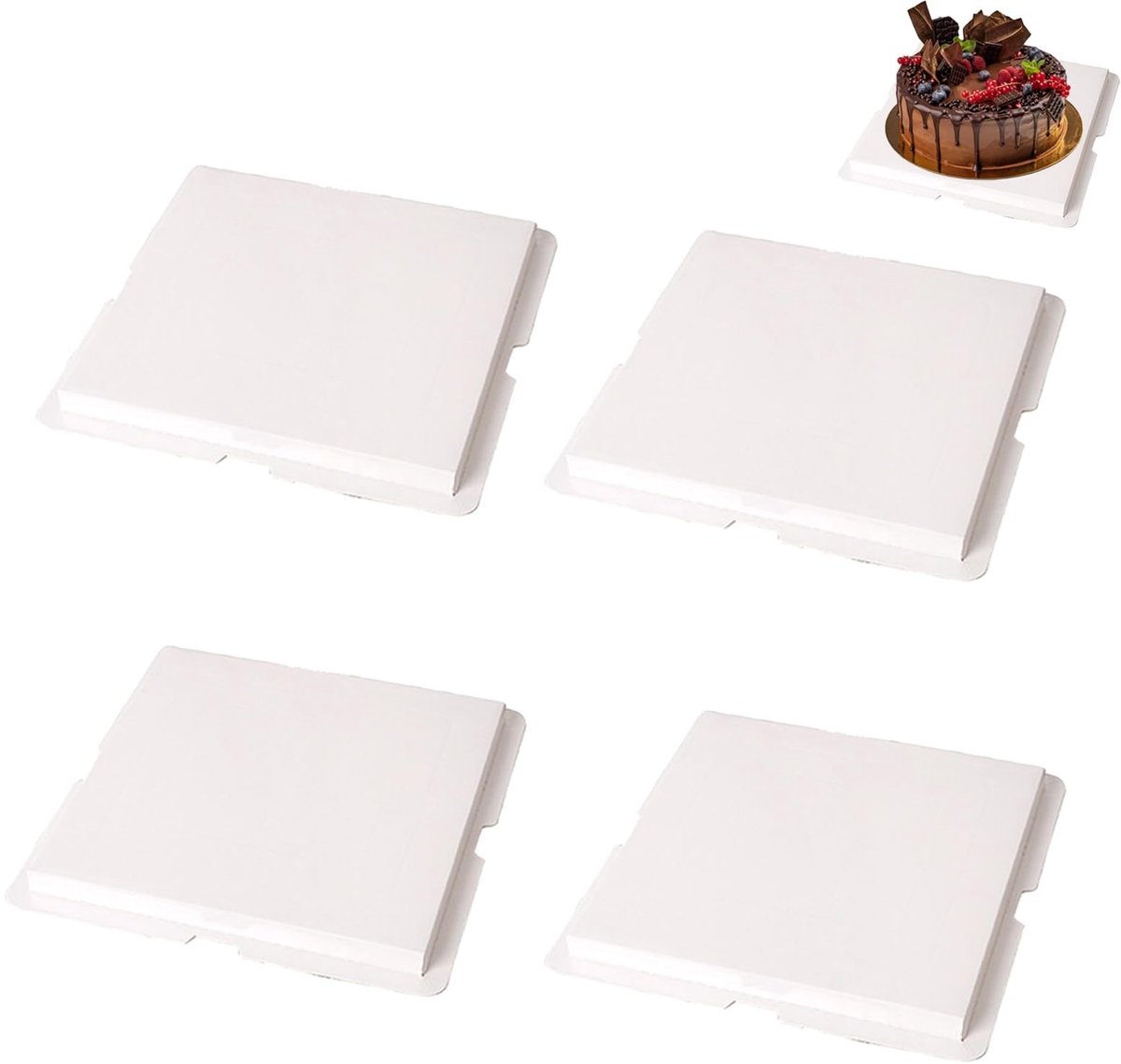 MTTproducts- Taartvormen 4-pack - Herbruikbare Taartkarton - Antiaanbakoppervlak - Hygiënisch Gebruik - 20 cm - Stabiliteit voor Meerlaagse Cakes - Taartbodem