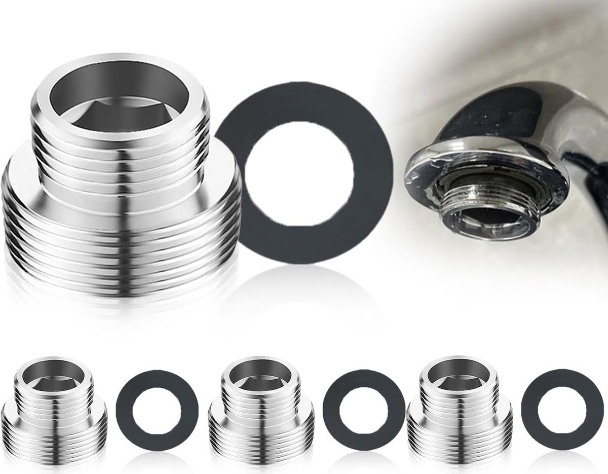 MTTproducts - Waterfilter Kraanadapter - M18 naar M22 - Eenvoudige installatie - Messing materiaal - Rubber afdichting - Geschikt voor diverse kranen -...