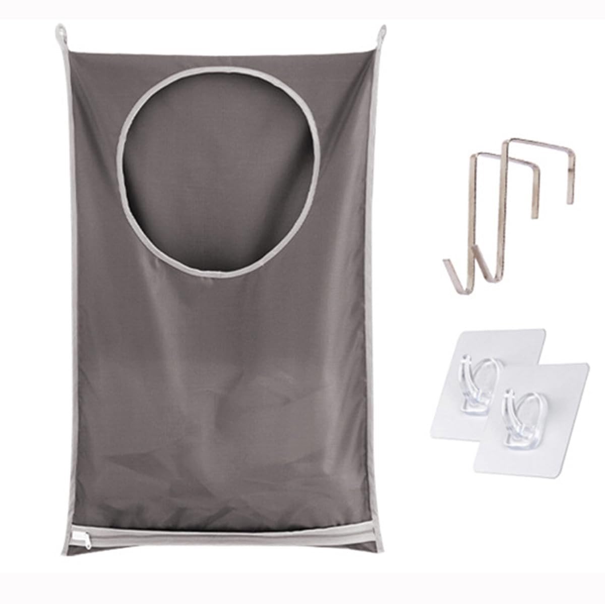 MTTproducts- Wasmand met deksel - Wasmand 3 vakken - Ruimtebesparend - Opvouwbaar - Roestvrij staal - 77 x 50 cm - Waszak