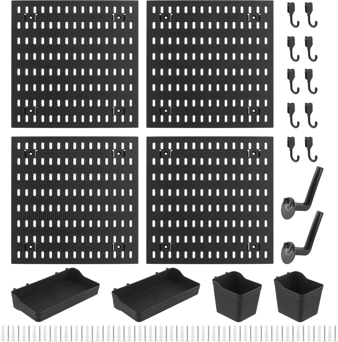 MTTproducts- Pegboard Set 4 Stuks 30x30cm - Gereedschapswand - Organizersysteem - 22 Stukken - Antislip - Lichtgewicht Schokbestendig - Opbergsysteem