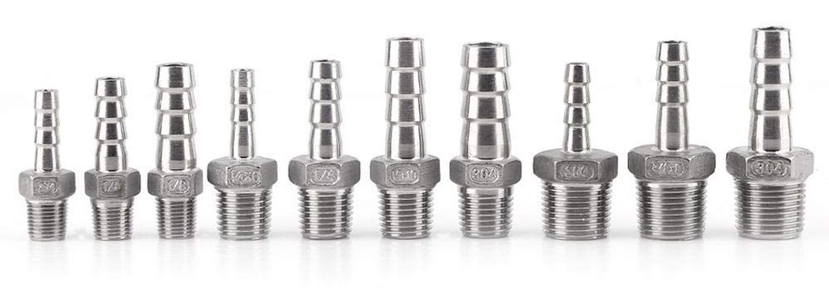 MTTproducts - Slangconnector - RVS - Duurzaam en sterk - 1/2 Inch - Barb Adapter - Geschikt voor tuinslangen - Kleur zilver