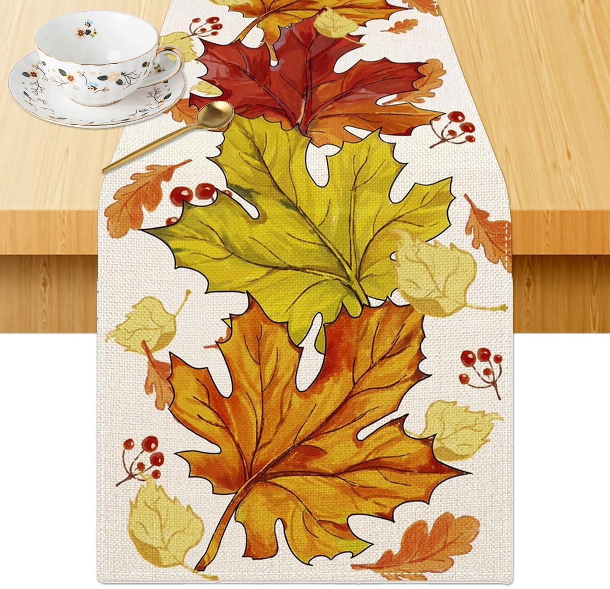 MTTproducts- Tafelloper Herfstkleuren - Linnen Tafelkleed - 33x183 cm - Decoratie voor 4-6 Personen - Duurzaam - Stevig en Elegant