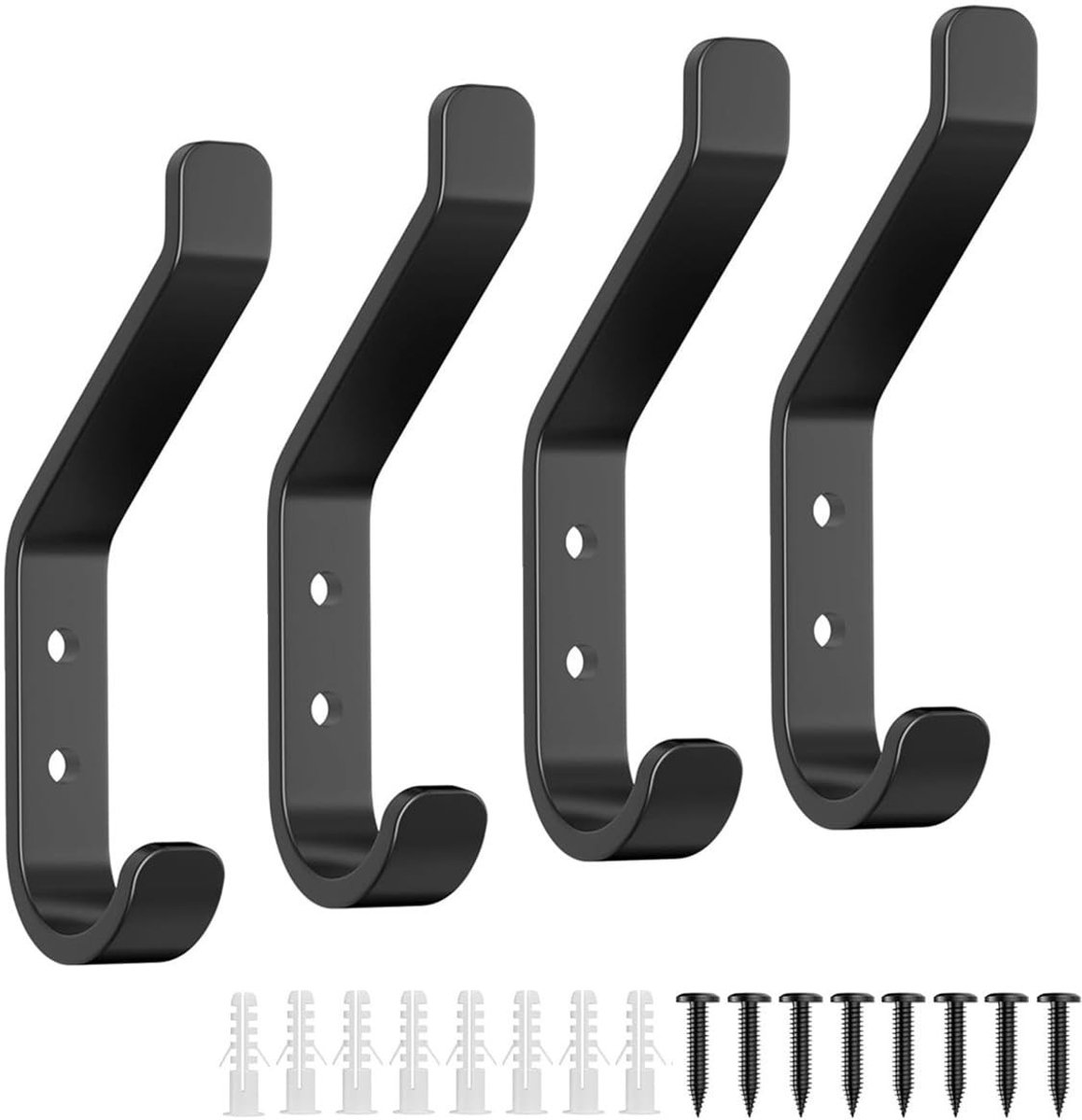 MTTproducts- Wandhaak Set van 4 - Zware Wandhaken - Metalen Hangers - Inclusief Schroeven - Geschikt voor Badkamer/Keuken - Maximale Draagcapaciteit 9 kg - Haak