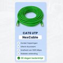 Groene NexCable CAT6 UTP netwerkkabel, opgerold, met doorzichtige RJ45-connector. Voordelen: Geen haperingen, duurzaam, 1000 Mbps, stabiele verbinding, 30 dagen bedenktijd.