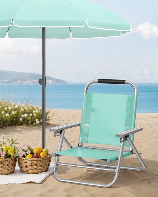 Seth Select Luxe Strandstoel met Armleuningen - Opvouwbare Campingstoel met 4 Verstelbare Rugstanden - Draagbare Klapstoel - Groen — afbeelding 3