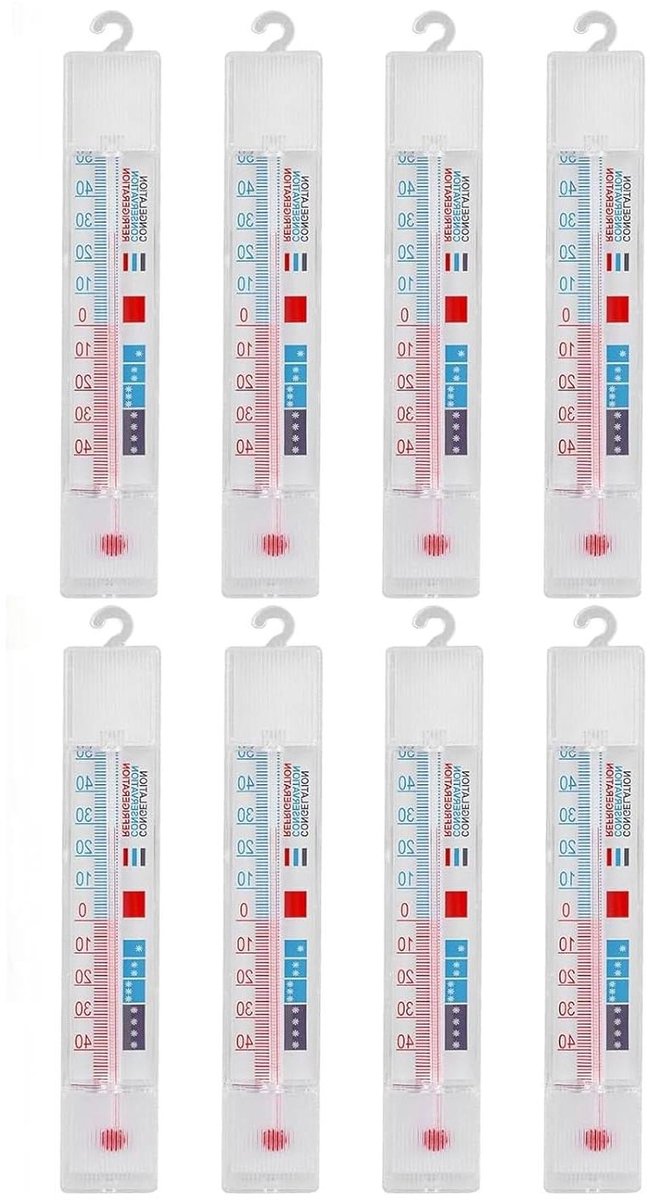 Koelkast Thermometers - Temperatuurmeters - Voedsel Vers Houden - Batterijloos Werking - 8 of 10 Stuks - Wit
