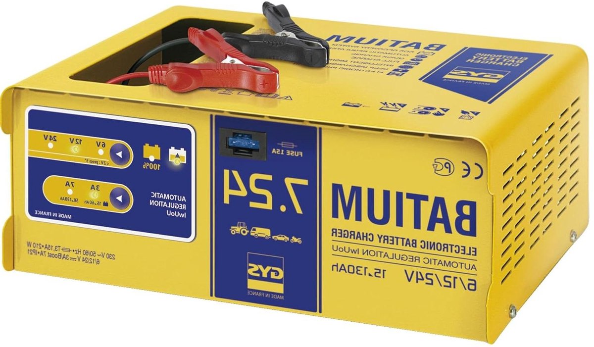 Automatische Batterijlader - Acculader Slimme Lader - Voertuigen Onderhoud - Microprocessor Gestuurd - 6V 12V 24V - Grijs