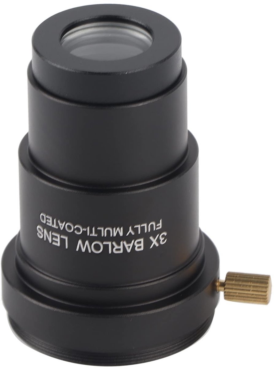 Cosensi- Barlow Lens 3X - Hoogwaardig Metaal - M42x0,75 Draad Interface - 1,25 Inch Telescoop Oculairs - Duurzaam en Stevig - Volledig Multi-Coated - Telescooplens