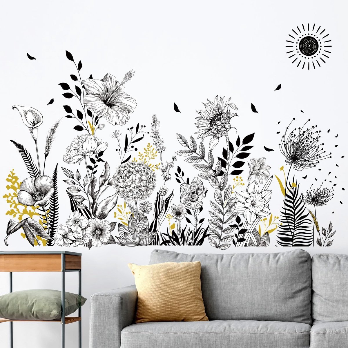 Cosensi- Muursticker Tuin Bloemen - Wanddecoratie Woonkamer - Muurstickers Slaapkamer - Zelfklevend - Eenvoudig aan te brengen - Verwijderbaar