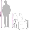 Zwart massagefauteuil van kunstleer, hoogte 97 cm, met demonstratie van 180 cm lange persoon.