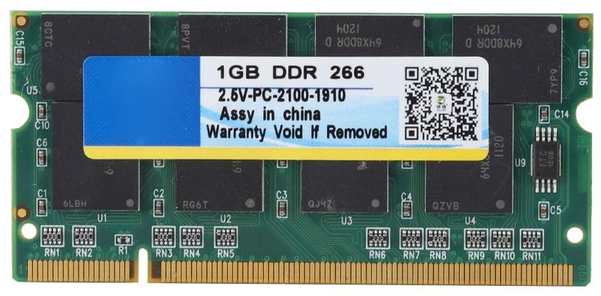 Byshayne- DDR Geheugen 1 GB 266 MHz - PC-2100 - 200-pins - Notebook - Compatibel - 2,5 V - Laptopgeheugen