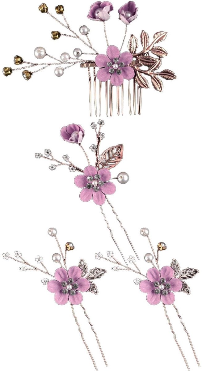 Cosensi- Haarspelden met Parels en Bloem - Haaraccessoires Bruiloft - Tiara Dames - Haarklemmen - Bruidsaccessoire - Duurzaam Materiaal - Haarsieraad