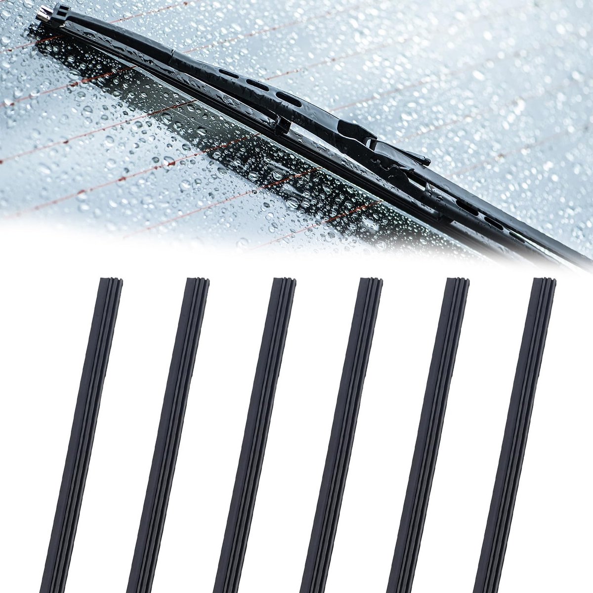 Cosensi- Ruitenwisserrubber 6 stuks 800 mm - Vervangbaar - Universeel - Hoogwaardig Natuurlijk Rubber - Eenvoudige Installatie - Compatibel met Veel Voertuigen - Ruitenwissers