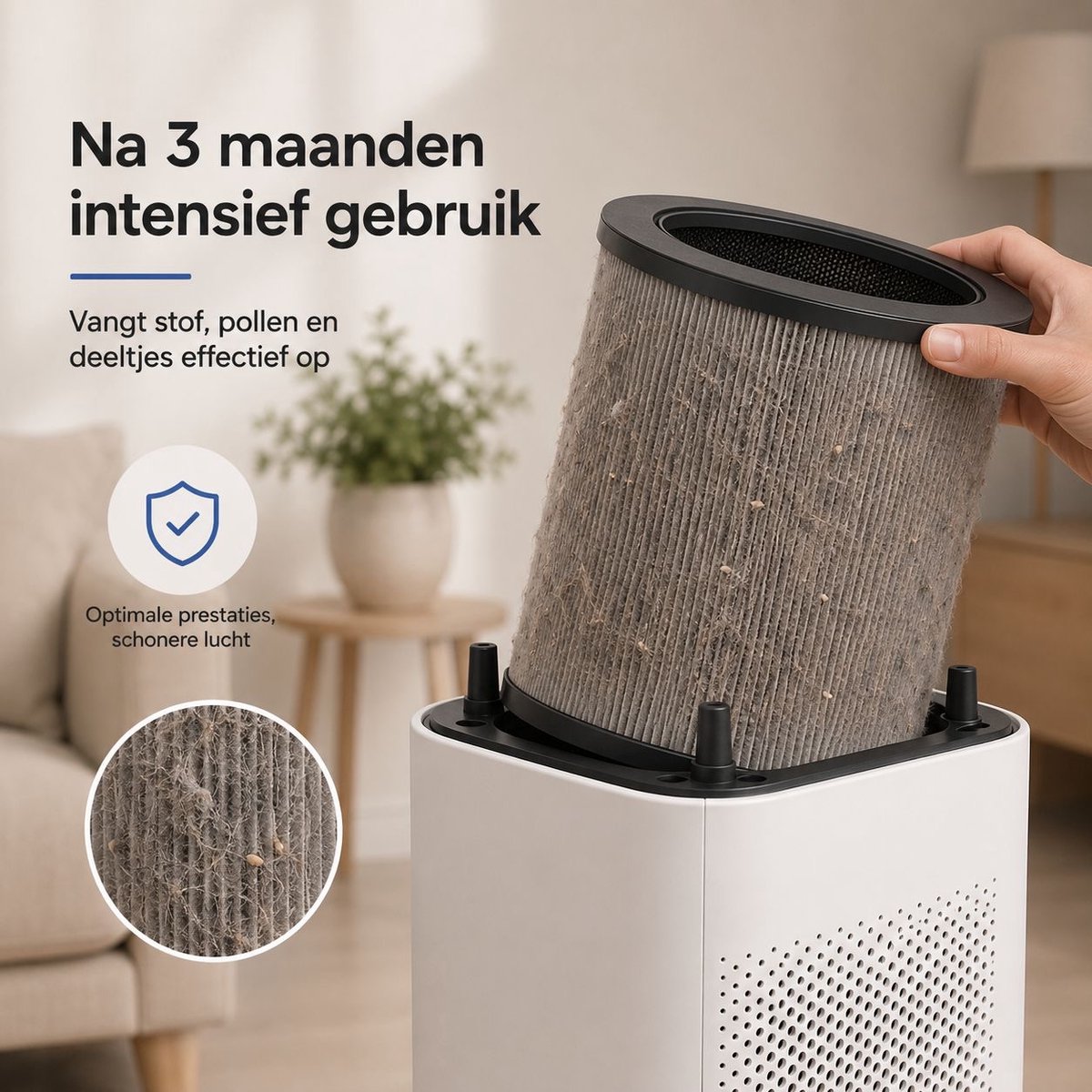 Zenvo Luchtreiniger- 360 m3/u - Werkt tegen huisstofmijt, hooikoorts, allergie, stof - Met HEPA 13 Filter - Air Purifier - Clean Air thumbnail 7