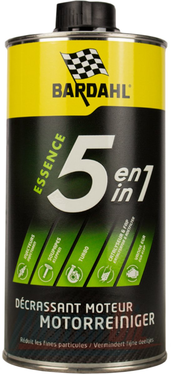 Bardahl Motor Reiniger 5 in 1 Benzine - 1L - voor turbo, EGR klep, roetfilter
