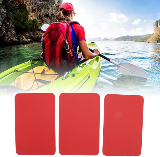 Kajakpatch PVC Vlotpatch - Reparatieset Rubberboot - Waterscooter Repareren - Waterdicht Duurzaam Materiaal - 3 STUKS - Rood — afbeelding 4