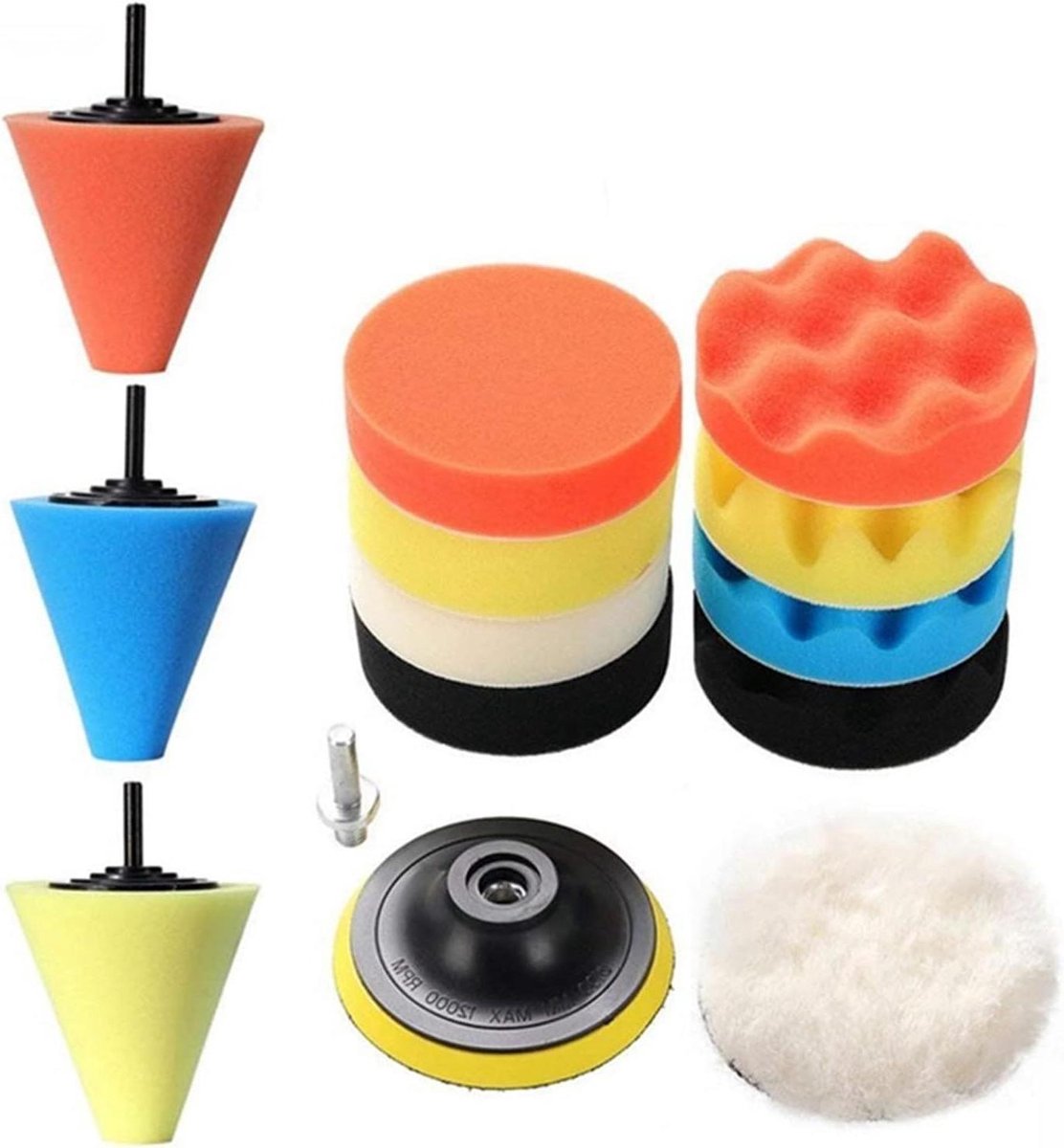 Autopoets Set - Polijstschijven Kit - Auto Glans Herstellen - Compleet Met Opzetstukken - 14 Delig - Multi Color