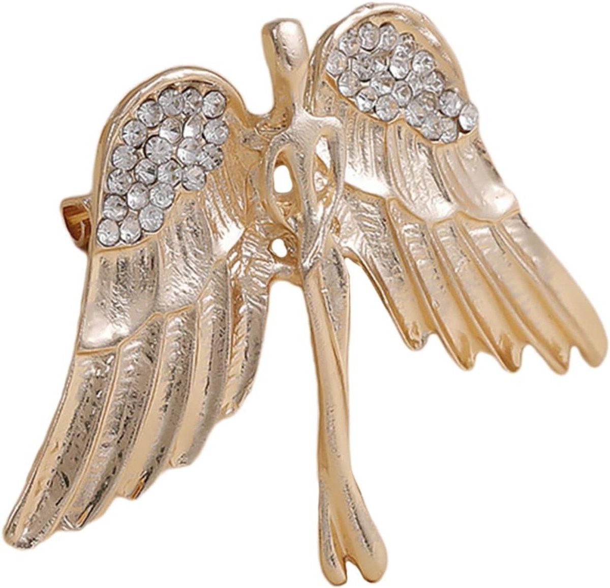 Engelen Vleugels Broche - Borst Pin - Kleding Versieren - Uniek Ontwerp - 5.7 x 4.5 cm - Goudkleurig