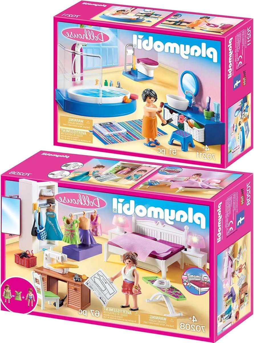 Poppenhuis Set - Woonkamer Badkamer - Spelen - Verbeelding Stimuleren - 2 Delen - Roze