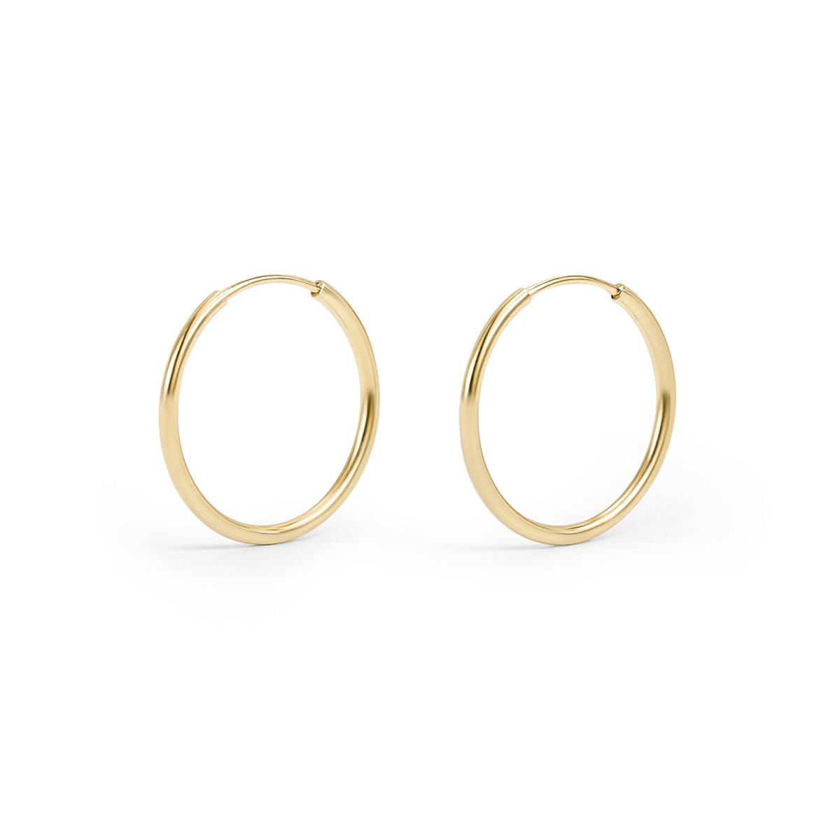 14kt - Geelgouden Oorringen (Hoops) 20 mm - 0,8 mm Staaf Dikte - 14 Karaat Gouden Oorbellen voor Dames - Tijdloze Hoepeloorbellen - Echt Goud (585) - Inclusief Echtheidscertificaat