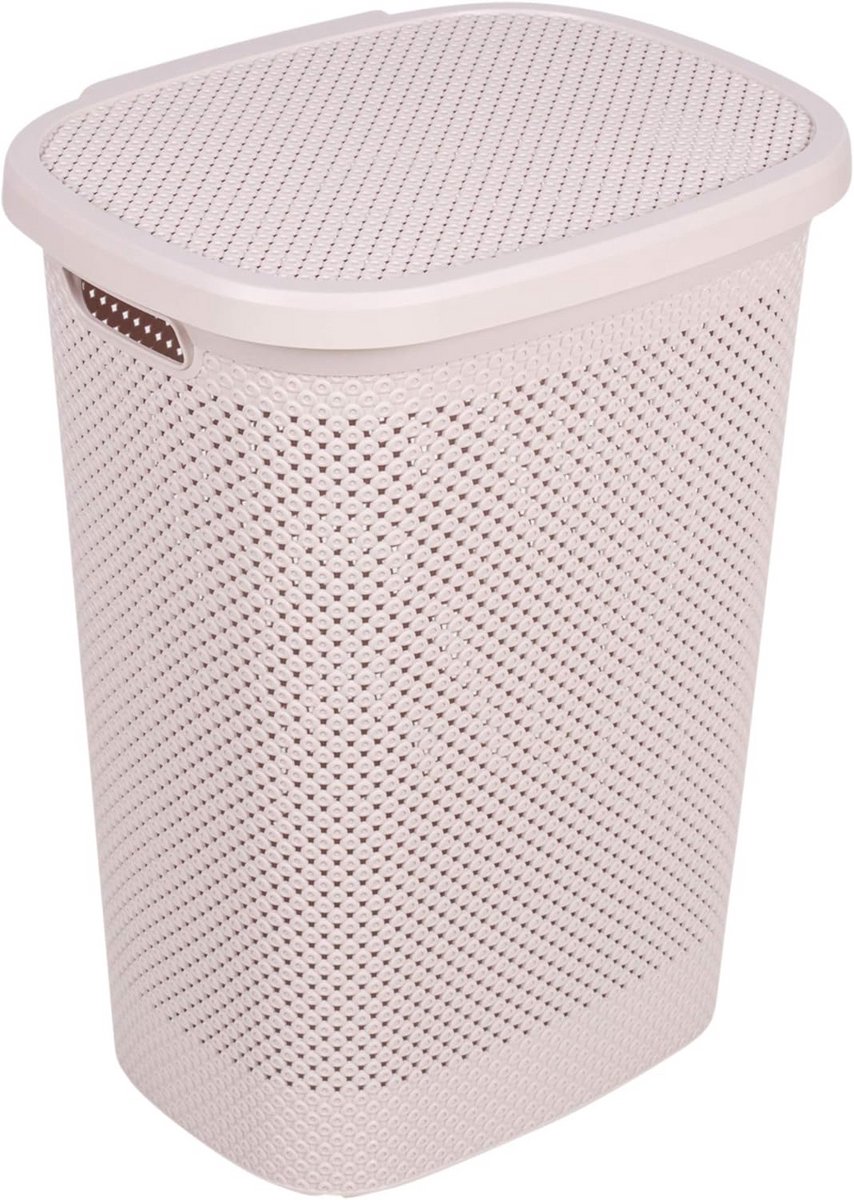 Grote kunststof wasmand 60 liter met deksel en ventilatiegaten
