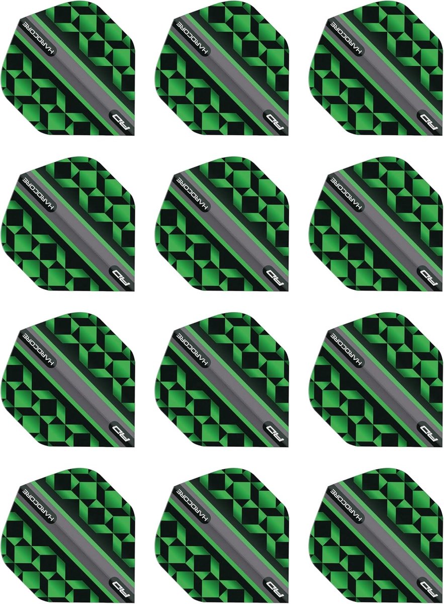 Dart Pijlen Flights - 4 Sets Groen met Zwart Geometrisch Patroon - 12 Stuks
