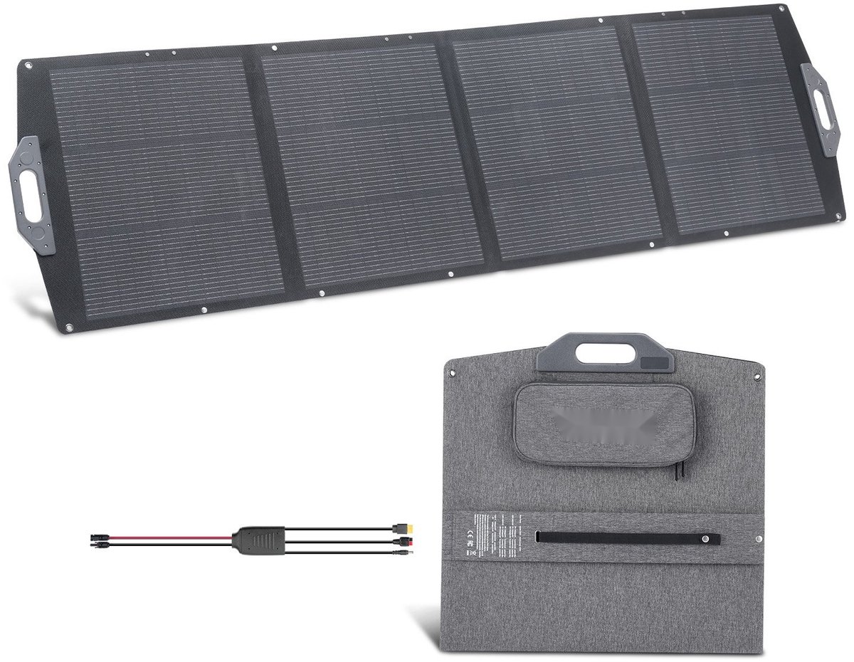Opvouwbaar Zonnepaneel - Draagbare Zonnemodule 200W - 24% Rendement - IP67 Waterdicht - Monokristallijne Zonnecellen - USB-A/USB-C/DC Poorten - Voor Kamperen en Noodgevallen