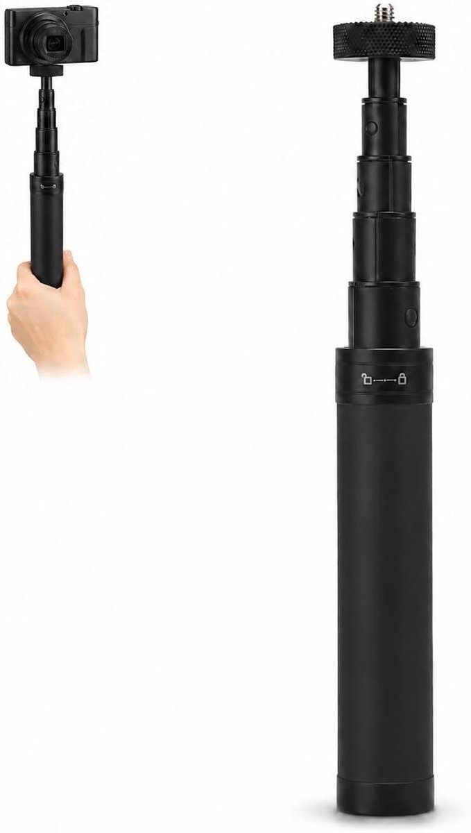 Stabilisator Verlengstang - Camerastang Statief - Creatieve Opnames Maken - 6-delig Uittrekbaar - 15 cm Ingeschoven - Zwart