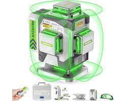 Huepar Pro 4D Kruislijnlaser 4×360° Zelfnivellerend – 16 Lijnen – Afneembare 8000mAh Accu – Groene Bouwlaser met Verstelbare Magneethouder & Afstandsbediening – IP54 – ZK04CG
