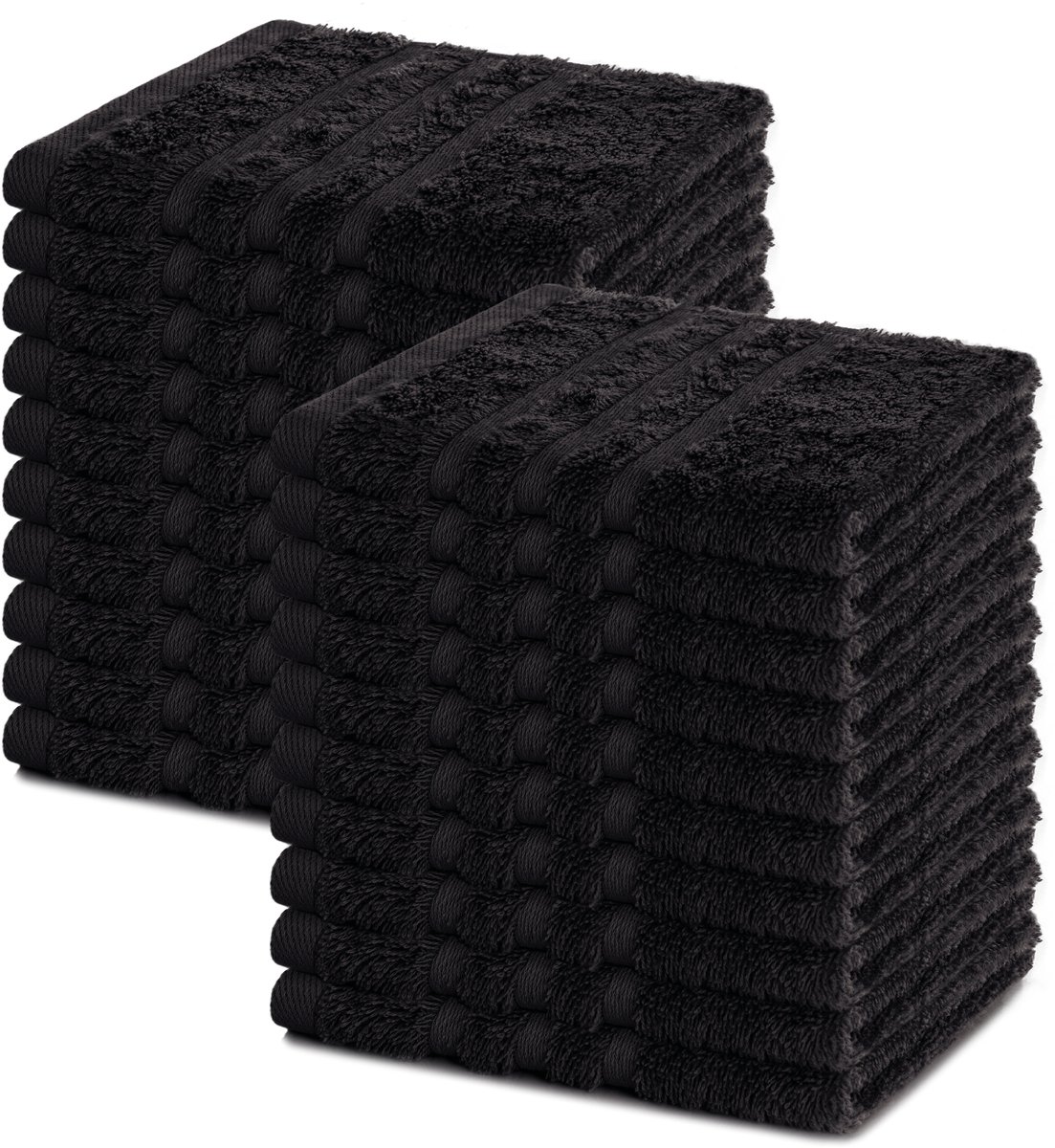 Lavea® Set van 20 gastendoekjes 30x30 cm – 100% katoen – Zacht en absorberend – Ideaál als washandje, gastendoekje of handdoek voor dagelijks gebruik – Zwart
