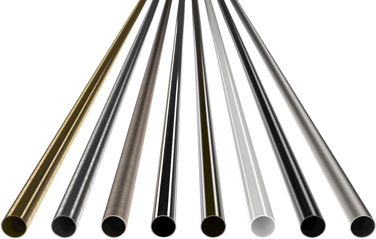 Stalen Buis - Metalen Pijp Gordijnroede - Gordijnroede Maken - Individueel In te Kort - 180 cm - Mat Chroom