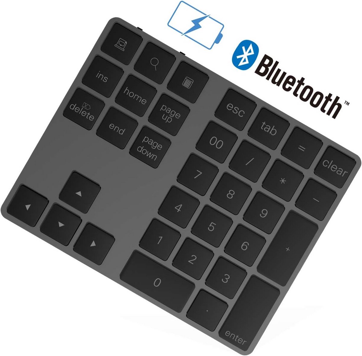 Draadloos Bluetooth Numeriek Toetsenbord 34 Toetsen met Snelkoppelingen voor Laptop PC en Mac