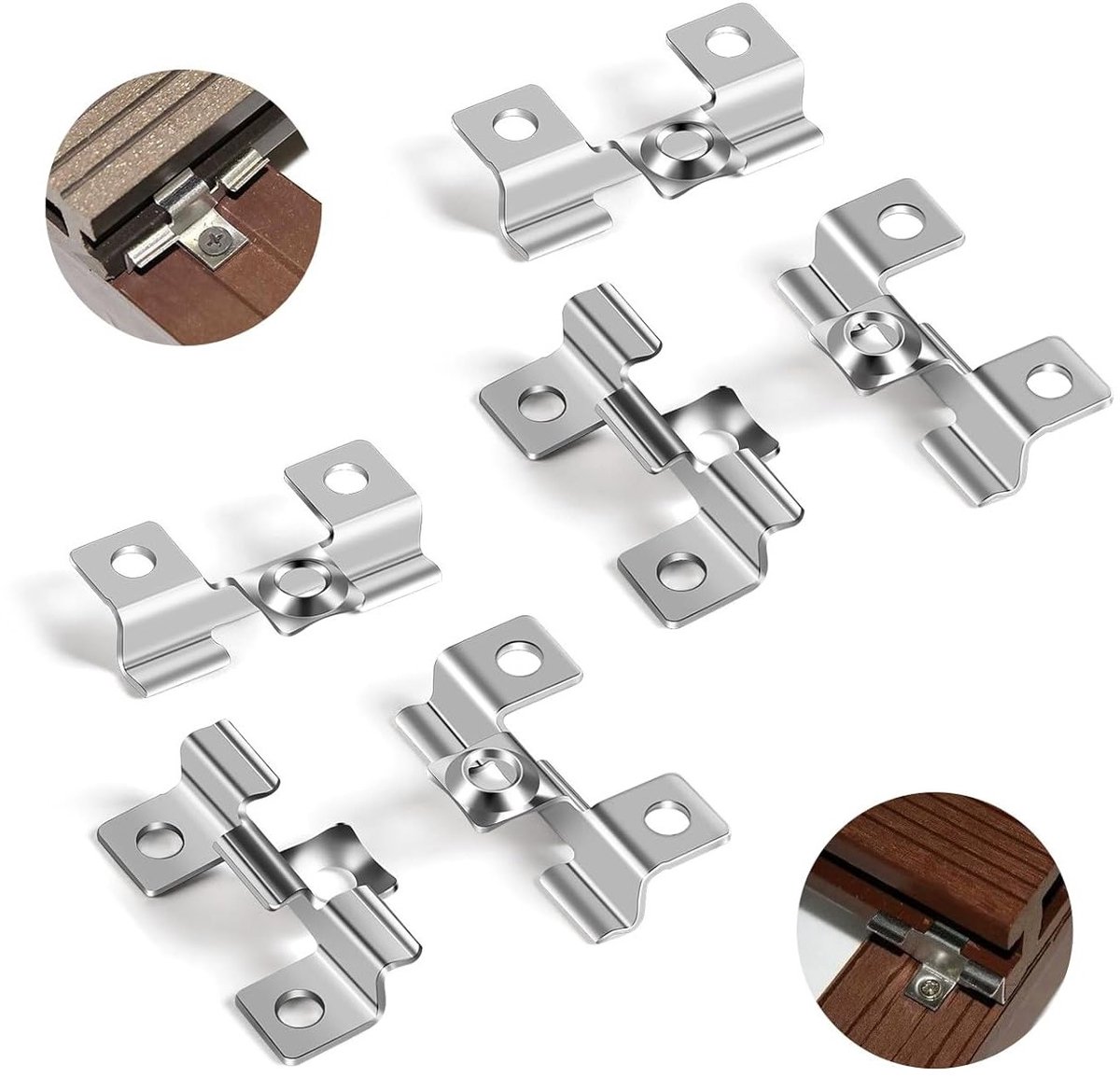 RVS Clips voor Houten Vloeren - 100 Stuks - 6.5mm Onderste Bevestiging voor Composiet Vloeren en Montage