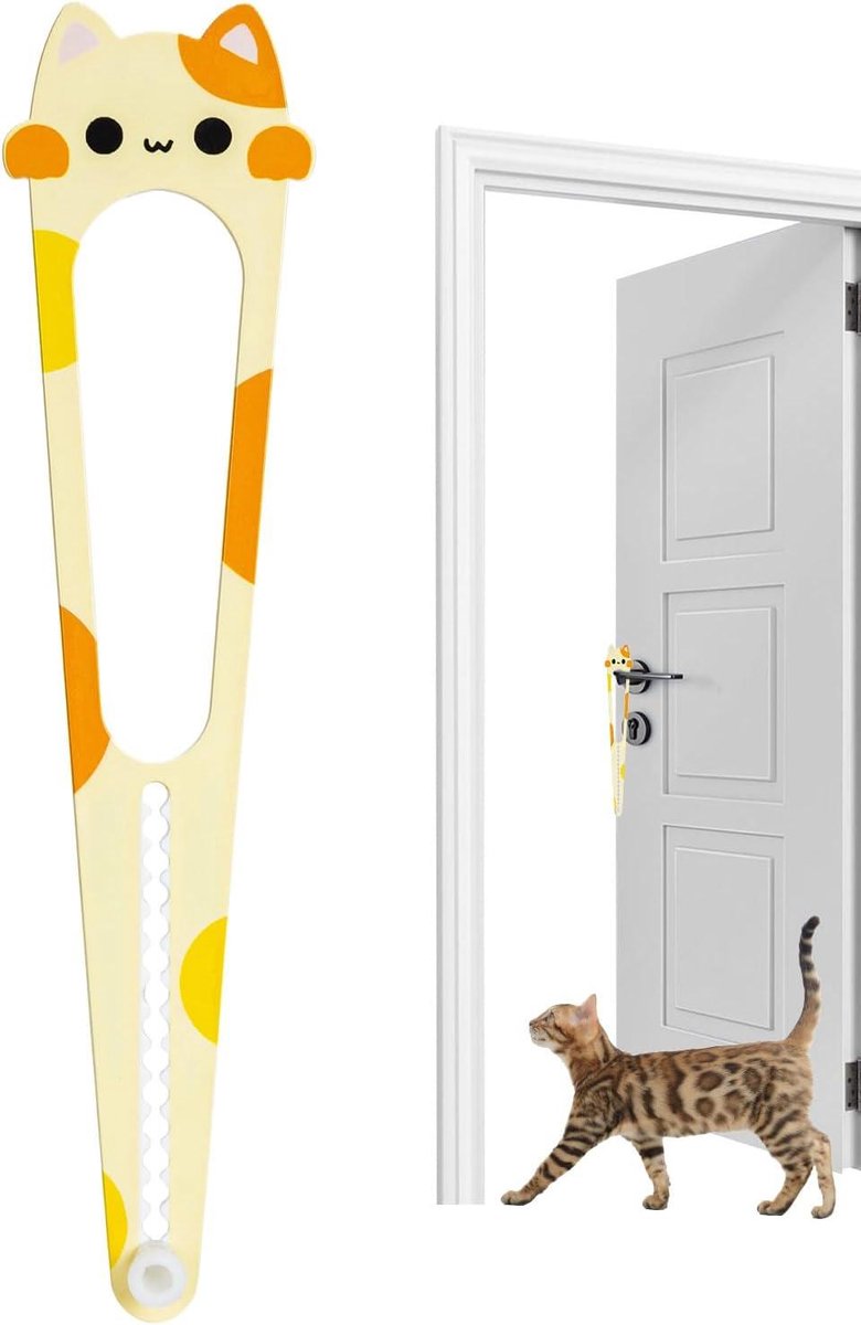 Kattendeurvergrendeling - Binnendeurstopper - Huisdierbeheer - Zonder boren verstelbaar - 15 maten - Wit