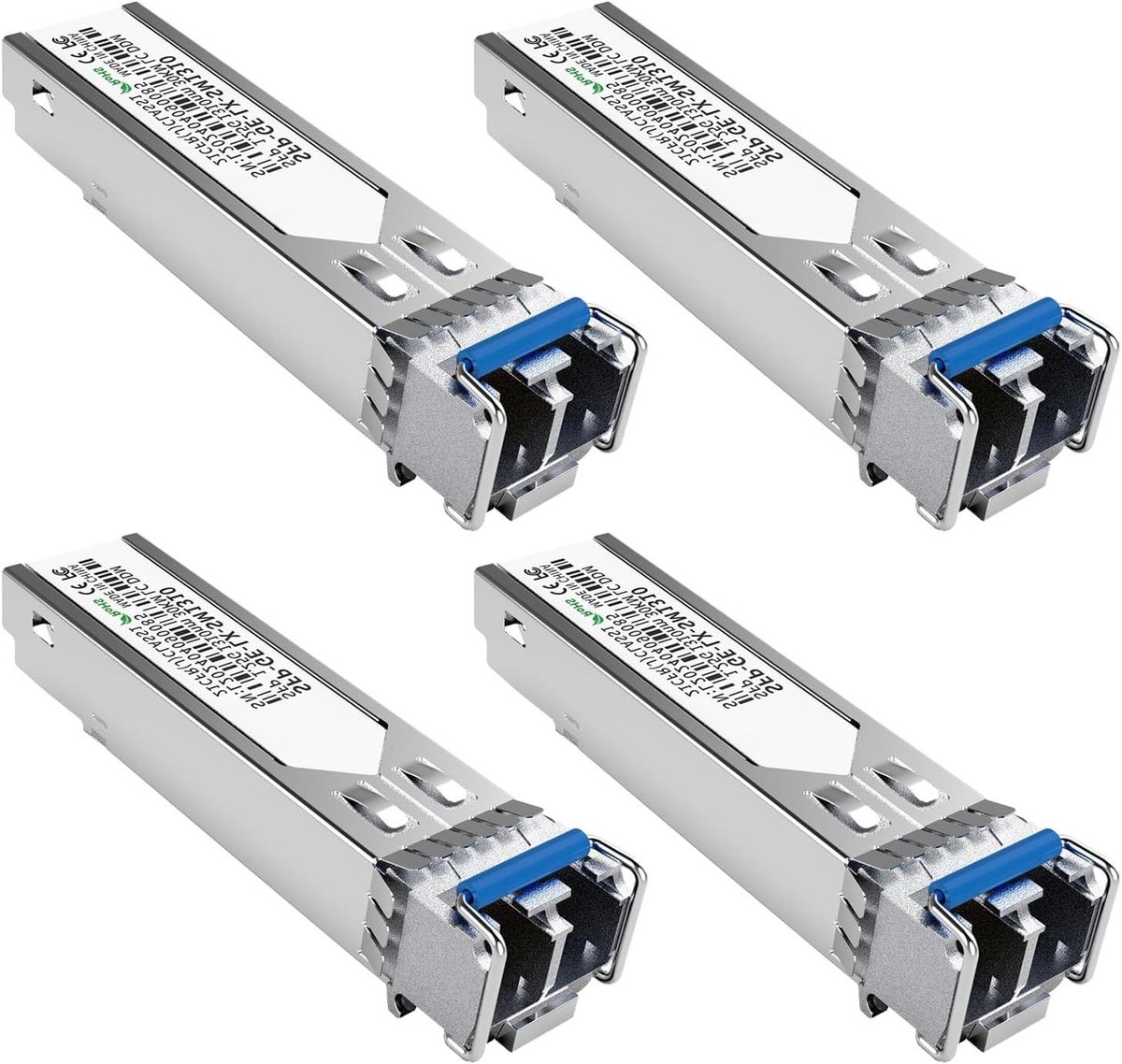 SFP LC Modules - Glasvezel Transceivers - Netwerk Uitbreiding - Single-Mode LX - 4 Stuks - Grijs