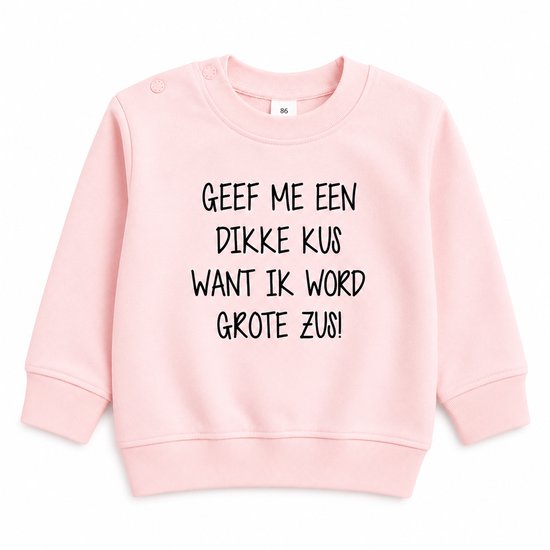 Chemise pull pull texte pour enfant bébé Annonce grossesse fais un gros bisou je vais être une grande soeur rose | taille 92 cadeau de naissance enceinte annonce grossesse annonce Bébé grande soeur soeur