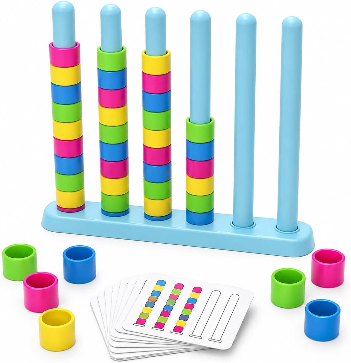 Wooden Color Match Challenge Game,Travel Stacking Game - 4 Quick Puzzle Game for Family, Teens, Adults - Fun Tabletop Game