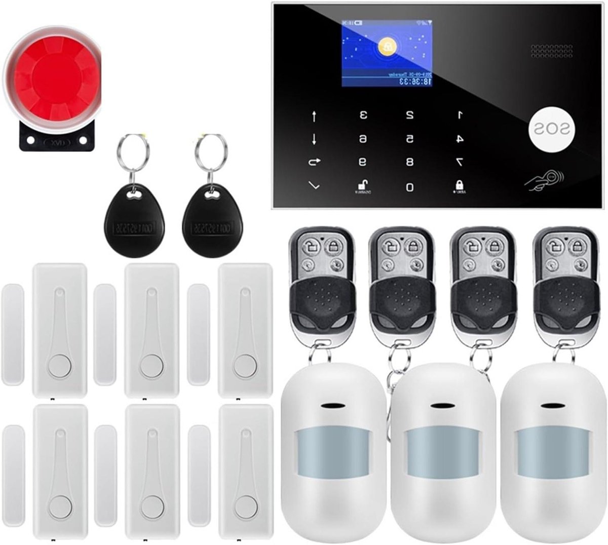 Huisalarmsysteem Kit - Beveiligingssysteem Tuya - Huis Beveiligen - Wifi GSM Connectiviteit - 25 x 15 x 15 cm - Zwart