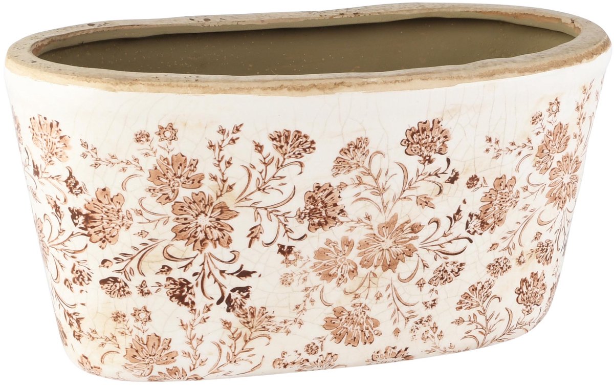 Dekoratief | Bloempot ovaal 'Floral Rust', keramiek, 27x13x14cm | A265478