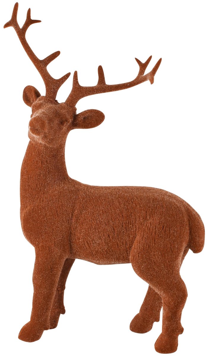 Dekoratief | Hert staand 'Flocked', bruin, resina/polyester, 16x12x22cm | A265627